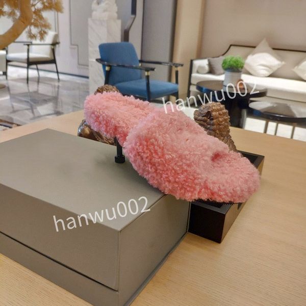 

2022 dress shoes genuine leather high heel classic womens sandals chunky heel mules square toe lady sliders fashion sandal slide size35-40 g, Black