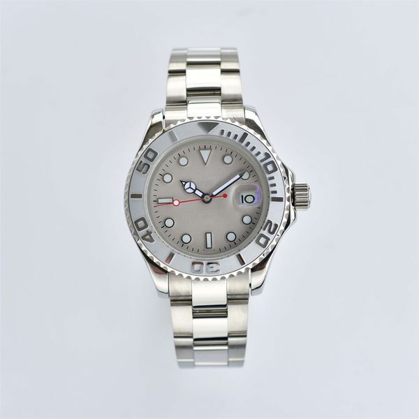 

mens watch automatic mechanical watches 40mm all stainless steel business wristwatch folding buckle montre de luxe self-wind fashion wristwa, Slivery;brown