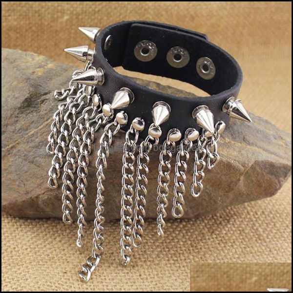 

charm bracelets jewelry female039s nonmainstream trendy punk leather weaving color black psl140 long short tassel dhamo, Golden;silver