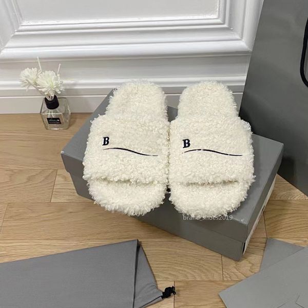 

611s slippers luxury slides paris designer men women slippers ladies wool winter fur fluffy furry warm letters sandals comfortable fuzzy gir, Black