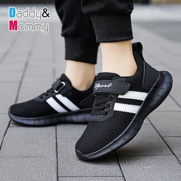 

breathable tennis sport kids shoes lightweight boys sneakers fashion children s casual hook loop outdoor for girl 220811, Black;red