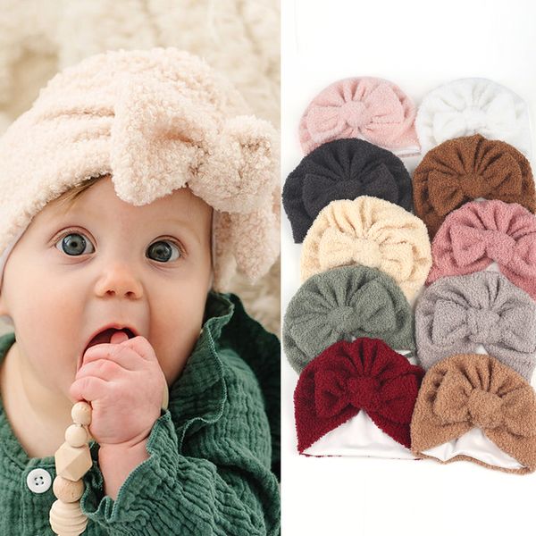 

baby girl headbands lovely bow winter soft hats k512, Slivery;white