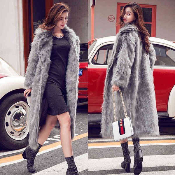 

fashion autumn and winter new korean imitation fur grass coat medium long fur coat women loose and fashionable young t220810, Black
