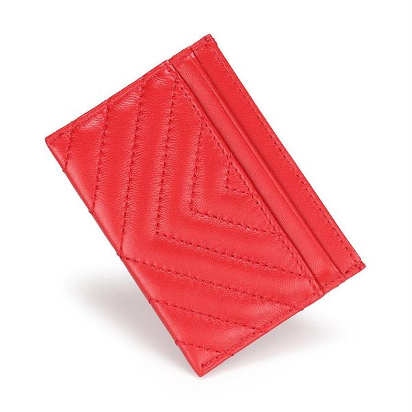 

2022 new fashion credit card holders wallet coins purse caviar womens and mens mini purse genuine leather lambskin v texture red c289s, Brown;gray