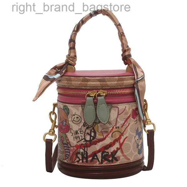 

high-end graffiti drum bag female fashion handbag printing bucket bag shoulder crossbody bags for girls luxury 2022 w220810