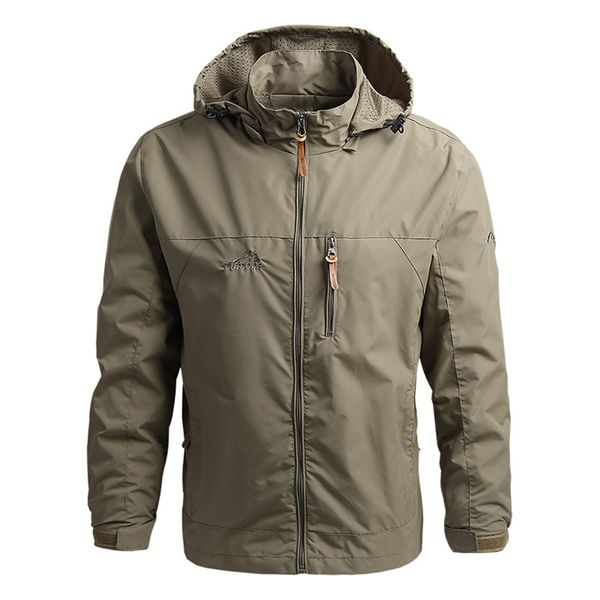

men waterproof jackets hooded coats male outdoor outwears windbreaker windproof spring autumn jacket fashion clothing coat 220811, Black;brown