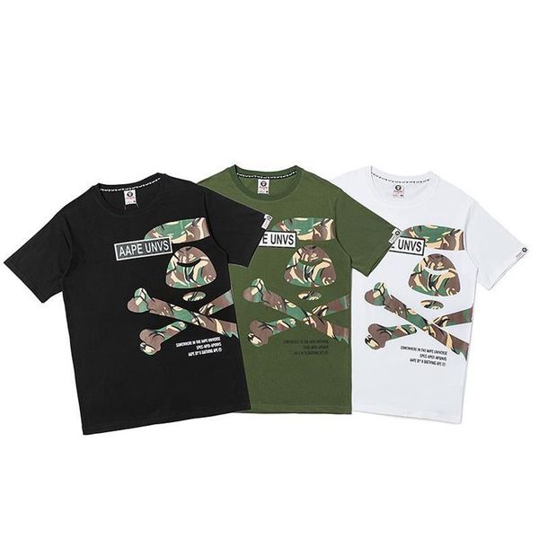 

new 2020 summer casual men's and women's printed ape pattern cotton pullover short sleeve youth popular collar men'300s, White;black