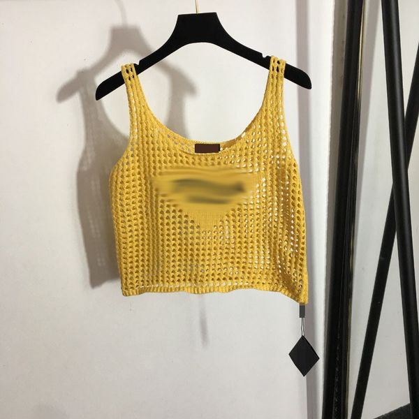 

808 2022 milan runway autumn summer brand same style sweater sleeveless crew neck pullover black yellow pink white womens meiyi, White;black
