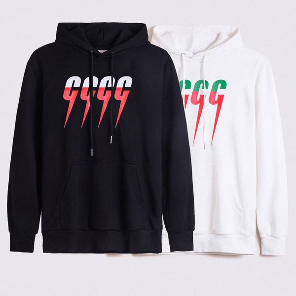 

new designer lightning print hoodie hoodie sweatshirt men women cotton sweater fashion long sleeve pullover hoodies streetwear sweatershirts, Black