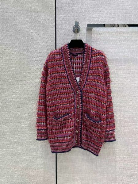 

milan runway sweaters 2022 autumn v neck long sleeve high end jacquard cardigan women's designer coats 0805-6, White;black