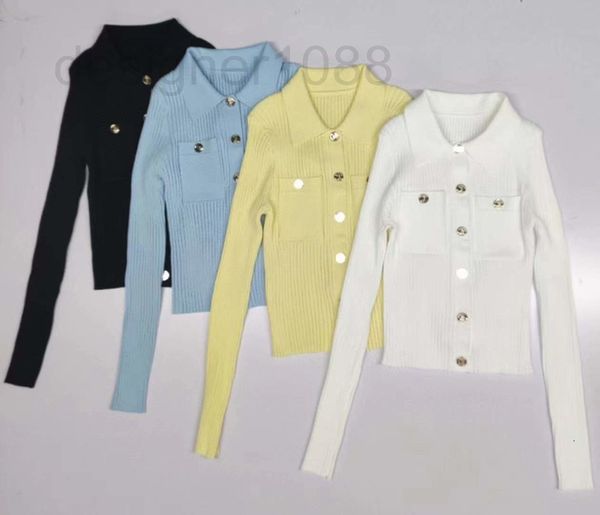 

women's sweaters designer 20ss balman knit slim neck ice silk bottomed sweater luxury sweater gold button 2ym1, White;black