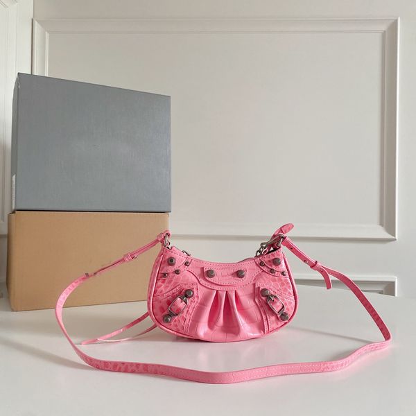 

le cagole xs mini shoulder bags womens half moon handbags designer ladies pink black bag twio straps crocodile