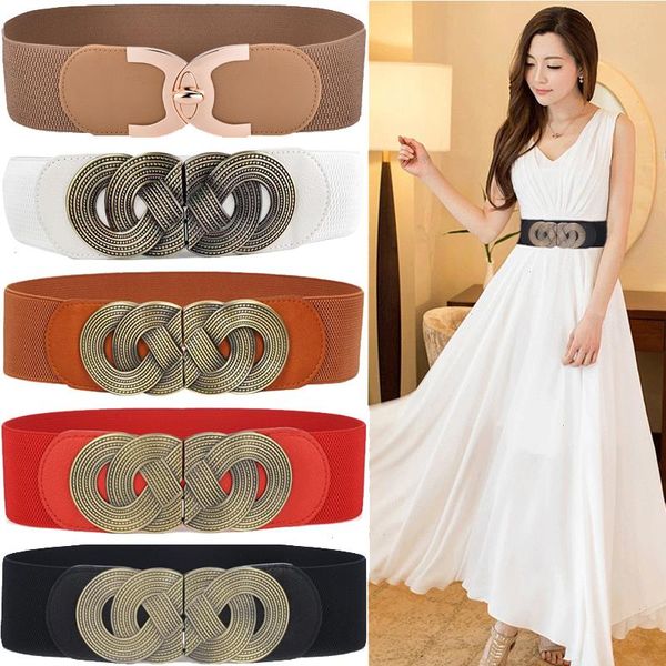 

wide elastic waist belt ladies retro fashion cinch stretchy stylish pu leather dress waistband for women, Black;brown