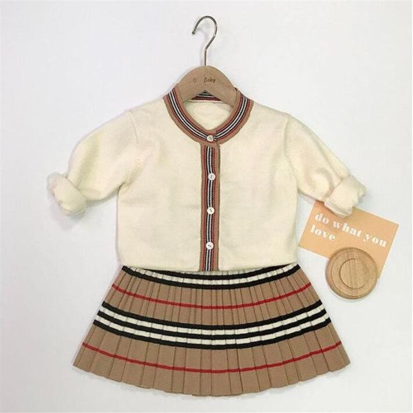 

trendy toddler clothing set girl dresses spring designer newborn baby cute clothes for little girls outfit cloth271r, White
