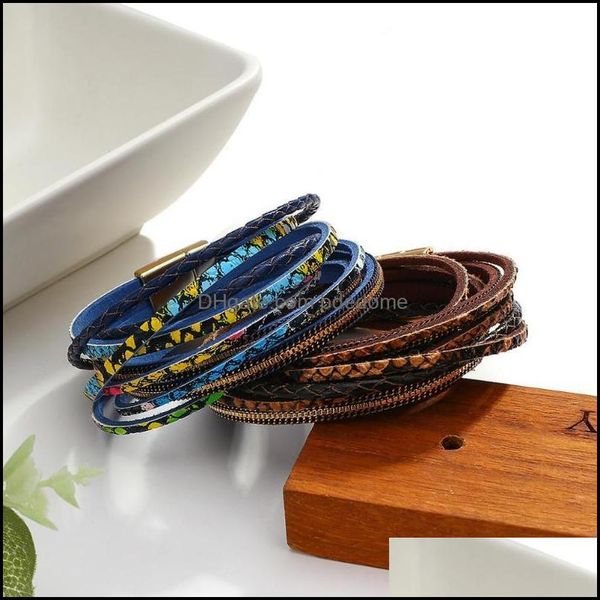 

tennis bracelets jewelry genuine leather for women fashion bohemian snake skin pattern charm female drop d dho12, Golden;silver