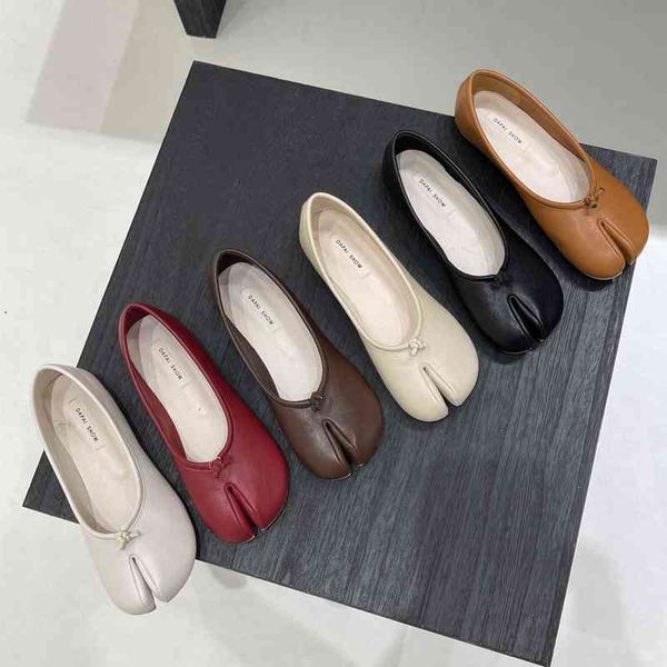 

hbp dress shoes dapaishow horseshoe split toe pig's single women's new flat sole grandma's soft sole one foot pedaling pea 22, Black