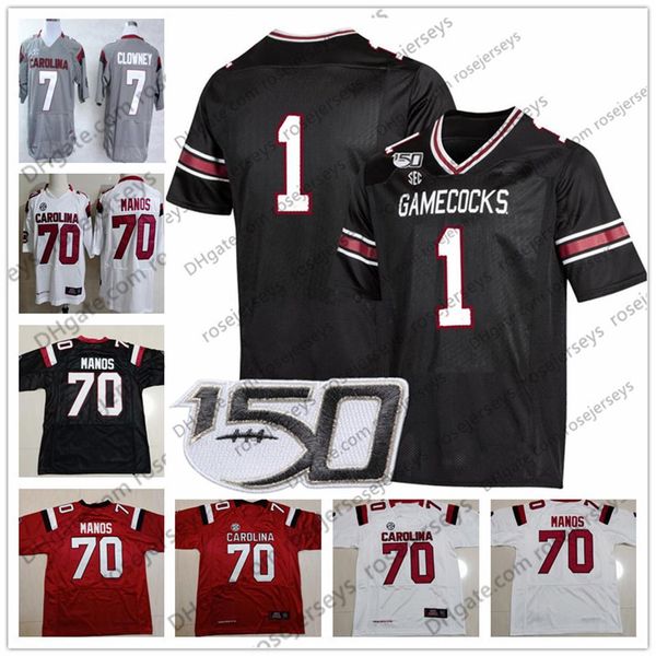 

2019 customized ncaa gamecocks #4 tavien feaster 44 sherrod greene 70 hank manos 87 kiel pollard new black vintage 150th football 296s
