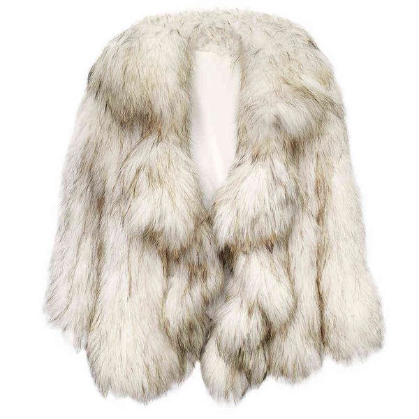 

zero fish winter woman real raccoon dog fur jackets knitted arts outwear thick parkas natural fur coat women's fur coat t220810, Black