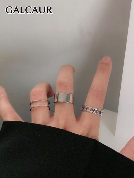 

galcaur street snap waistbands ring opening character width index finger chain buckle joint tail three-piece accessories, Black;brown