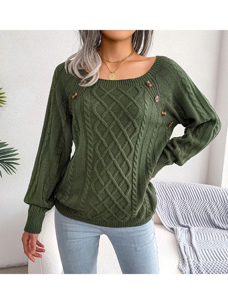 

women knitted pullover with buttons decoration loose version casual style spring clothing, White;black