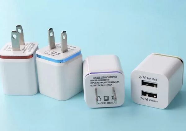 

metal dual usb wall charger 2.1a ac 2 usb power adapter for samsung/iphone/htc/android phones
