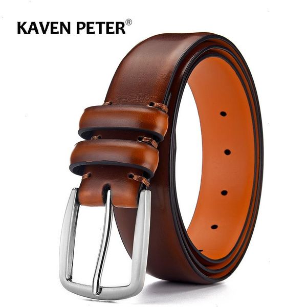 

belt male fashion mens luxury designer cowskin belts for jeans genuine leather strap pin buckle cummerbunds ceinture homme, Black;brown