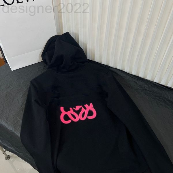 

women's hoodies & sweatshirts designer correct version22 early autumn luo family fluorescent embroidery neon hoodie high-end women&#039, Black