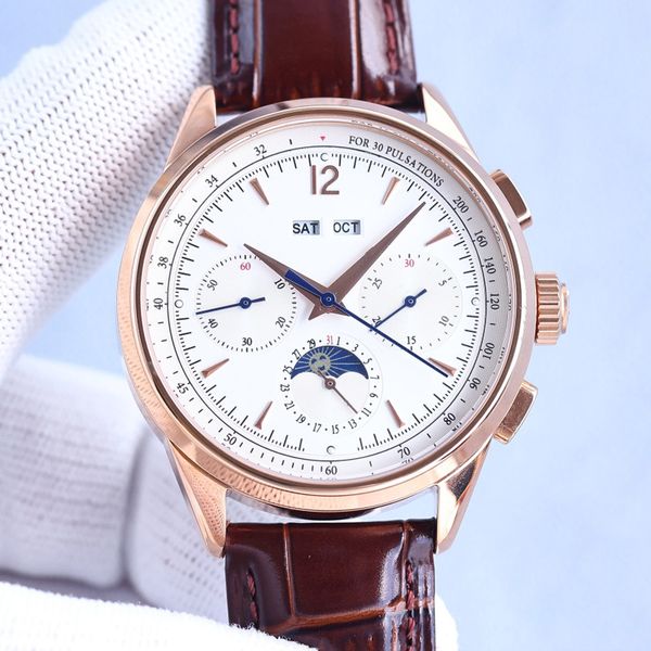 

mans watches 42mm automatic mechanical movement wristwatches business leather wristwatch montre de luxe watches, Slivery;brown
