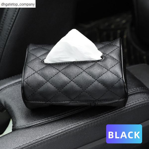 

new universal black leather tissue box organizer sun visor type tissue box cover napkin holder in tissue boxes car accessories