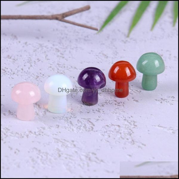 

stone loose beads jewelry 2cm mini mushroom plant statue natural rose quartz carving aquarium home decoration crystal polishing dhsuu, Black