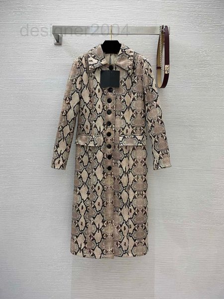 

casual dresses designer new snake skin bright face medium long suit lapel pu soft fabric sleeve coat t0xo, Black;gray