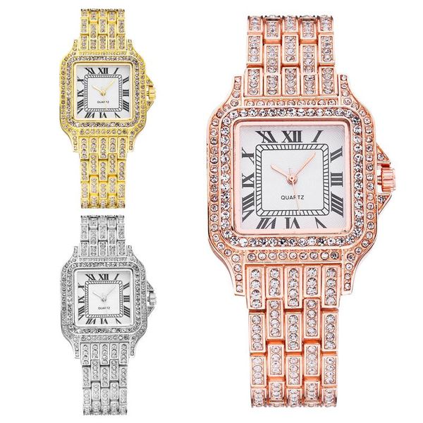 

designer watchs cartis wristwatches ladies watch rose gold diamond stainless steel gypsophila roman digital square dial quartz for women rel, Slivery;golden