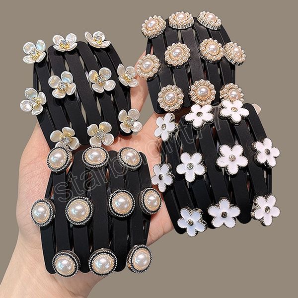 

telescopic headbands portable folding hairpin women headband hair hole with tooth non-slip hair claw hair accessories, Slivery;white