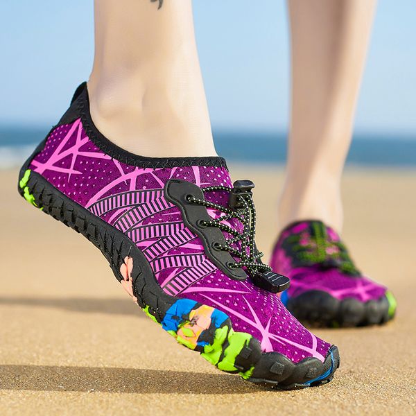 

women water shoes sneakers men aqua breathable outdoor swimming quick drying sport wading beach sandals 220811, Black