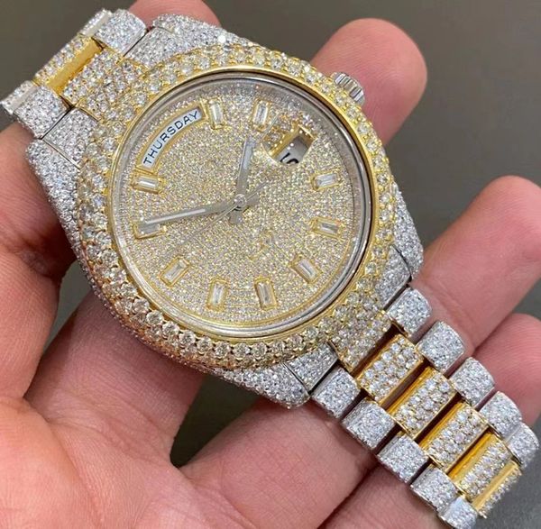 

luxury mens watches 4130 movement watches for men 3255 montre de luxe watch mosang stone moissanite diamond watchs wristwatch mechanical aut, Slivery;brown