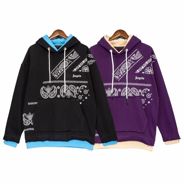 

mens palms designer hoodie stitching contrast color hoody hoodies men angles women sweaters hooded sweatshirts, Black;white