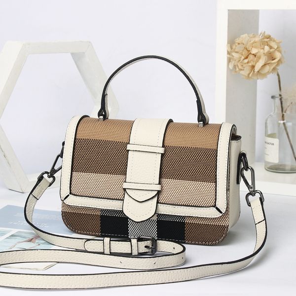 

genuine leather designer bags simple small square handbags leather women's handbag trendy all-match color contrast messenger purse casu