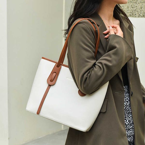 

fashion tote bags women commuting simple portable shoulder bag contrast color large capacity womens handbag wallet shopping bag