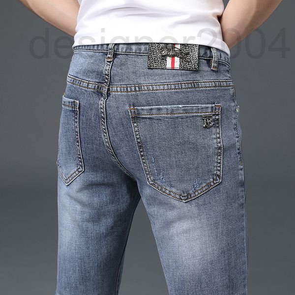 

men's jeans designer trendy jeans men's 2022 new youth slim pants casual 7lbm, Blue