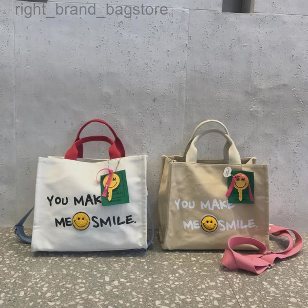 

2022 new canvas tote bag women letters you make me smile large capacity handle handbag female ol casual shopper purse w220812