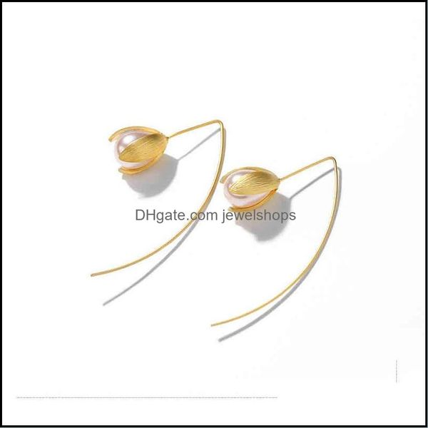 

stud earrings jewelry elegant tip flower bud female temperament network red tide fashion personality drop delivery dh4nj, Golden;silver