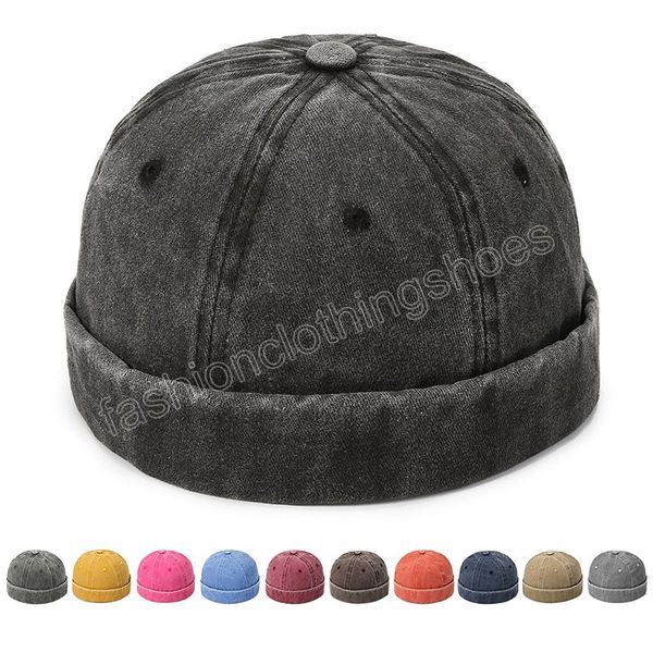 

women men's summer cotton brimless skullies cap solid color street portable hats multipurpose beanie hip hop style hats, Yellow