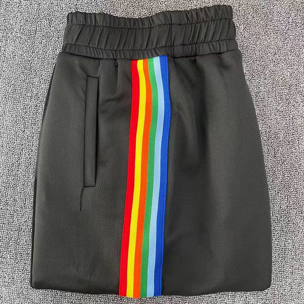 

print designer pant men fashion palm style long pants casual mens rainbow jogger stripes drawstring asian size 8 ggng, Black