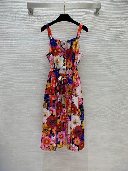 

casual dresses designer 2022 new sweet holiday style single breasted waist closed to show thin middle and long large swing suspender dress d, Black;gray