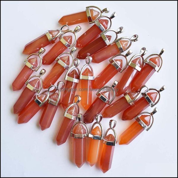 

charms jewelry findings components natural red onyx shape point chakra pendants for making drop delive dhd05, Bronze;silver