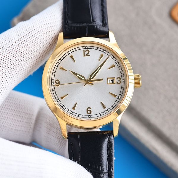

mans watches 40mm automatic mechanical movement wristwatches business leather wristwatch montre de luxe watches, Slivery;brown
