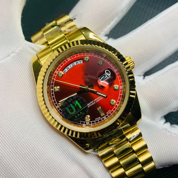 

mens watch men's sales priority watch red dial magnifying glass's calendar week date luxury version v3 series automatic mechanical, Slivery;golden
