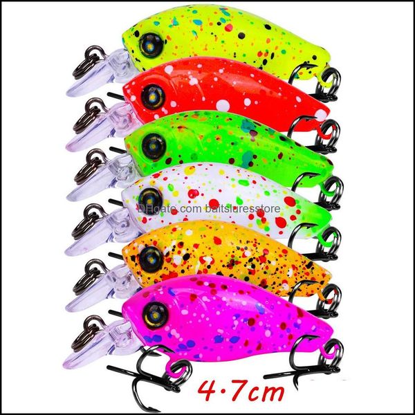 

baits lures fishing sports outdoors 1pc 6 color mixed 4.7cm 3.3g crank hard 12 hook hooks fishhooks pesca fi dhalu