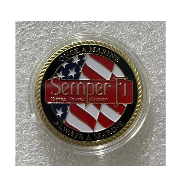 

united states gift marine corps souvenir bronze plated semper fidelis always commemorative coin challenge coin.cx