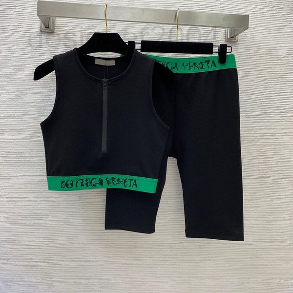 

casual dresses designer new yoga fitness green letter webbing stitched vest with elastic leggings set xoi7, Black;gray